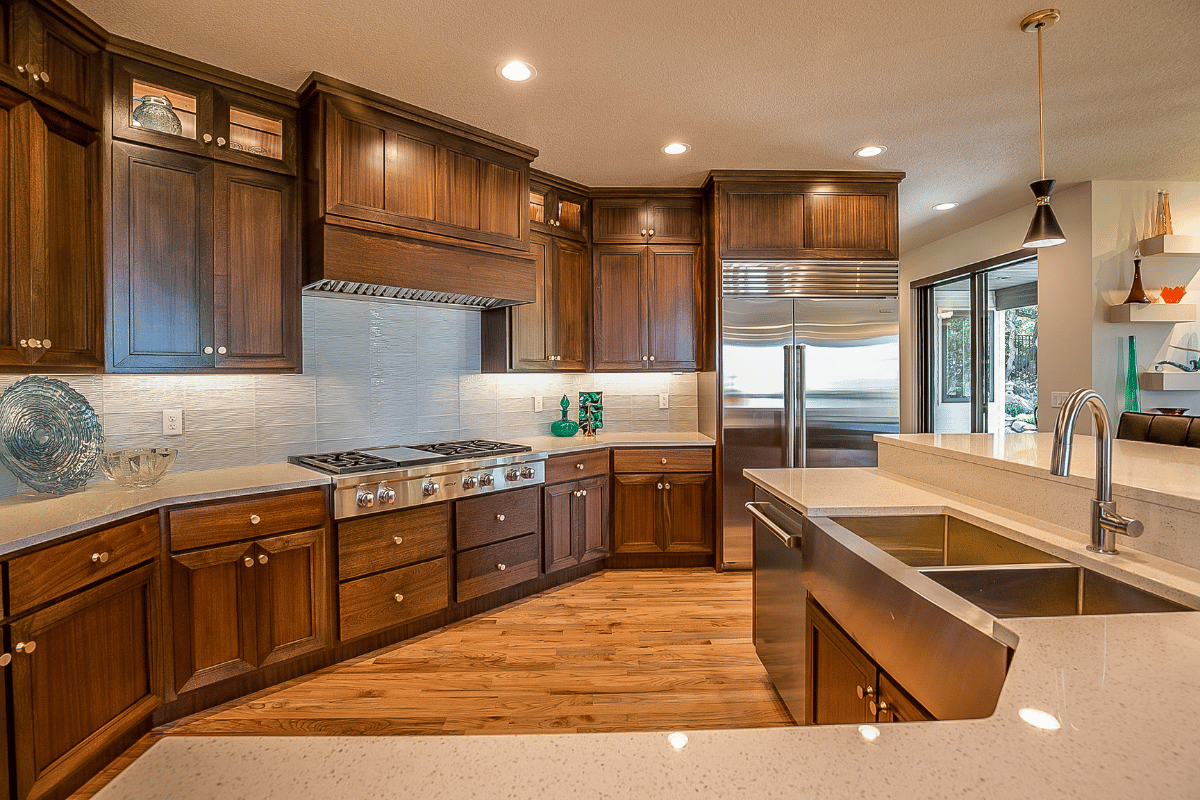 Kitchen Cabinet Color Trends 2024 Dark Stained Natural Wood 